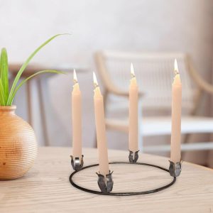 Candles & Holders | Circular Metal Candlestick Taper Candle Holder 8.5Inch Petal Shaped Desk Ornament For Festive Candles & Holders black