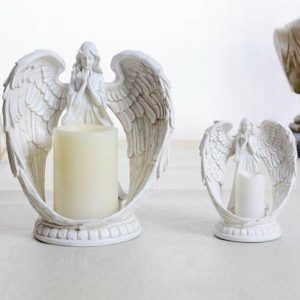 Candles & Holders | Resin Angel Figurines Crafts Electronic Candlestick Miniature Ornament Candles & Holders Candles & Holders