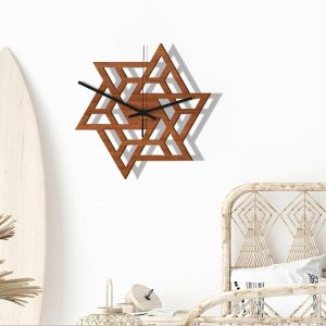 Clocks | 12Inch Wall Hanging Clocks Modern Silent Geometric Large Wooden 3D Clock Decorative For Clocks as the picture