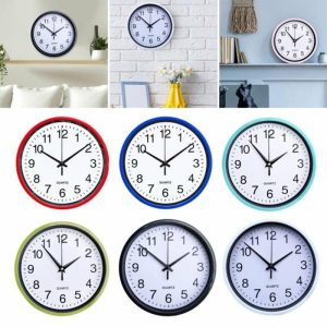 Clocks | 8 Inch Wall Clock Silent Non-Ticking Hanging Clock Large Number Round Clock For Home Office Decoration Clocks black