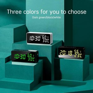 Clocks | Alarm Clock For Bedroom 5 Alarms Led Display Mirror Desk Clock With Snooze Coundown 12/24H Mode Clocks black