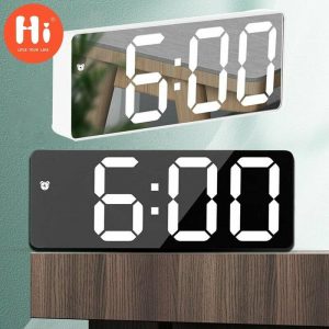 Clocks | Alarm Clock Large Led Digital Alarm Clock Desk Table Wall Snooze Timer Display Usb With Temperature Display Clocks as the picture