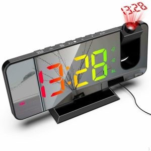 Clocks | Alarm Clock Radio 7 Color Night Light Adjustable Brightness Gift,Digital With Clocks black