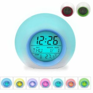 Clocks | Ball Shape Digital Alarm Clock Led 7 Color Lights Snooze Mode Nature Sound Clocks blue