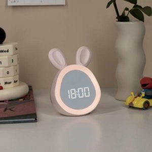 Clocks | Cartoon Rabbit Alarm Clock Volume Brightness Adjustable Rechargeable Large Display Desktop Digital Clock Bunny Night Light Children Students Gift Clocks Clocks