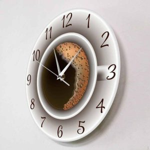 Clocks | Coffee Cup Wall Clocks 30Cm, For Office Meeting Room Light Weight Sleeping And Working Clocks Clocks