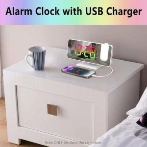 Clocks | Digital 180 Degrees Projection Alarm Clock With Dynamic Rgb Light Brightness Adjustable Snooze Dual Alarm Clocks black