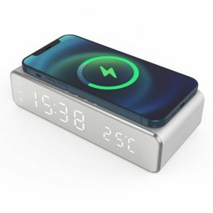 Clocks | Digital Alarm Clock For Bedroom Electronic Clock With Wireless Charging For Phone Headset Clocks black