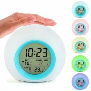 Clocks | Digital Alarm Clock With Colorful Light Temperature Detect Snooze Function Battery Operated Multifunctional Alarm Clock Clocks blue