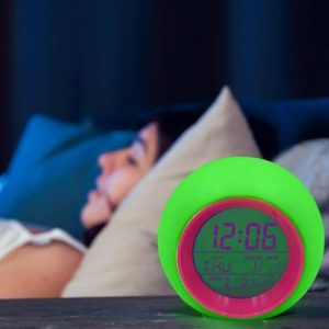 Clocks | Digital Alarm Clock With Colorful Light Temperature Detect Snooze Function Battery Operated Multifunctional Alarm Clock Clocks blue