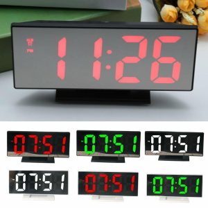 Clocks | Digital Led Temperature Display Snooze Mirror Bedside Alarm Clock Timepiece Gift Clocks black