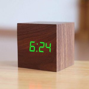 Clocks | Digital Led Usb Desk Wooden Square Alarm Clock Table Voice Control Decoration Clocks black