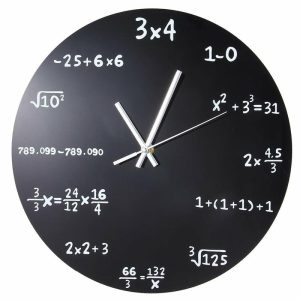 Clocks | Large Wall Clock Mathematics Blackboard Pop Quiz Kitchen Clock Black Powder Coated Metal Quartz Circular Arithmetic Wall Watch Clocks Clocks