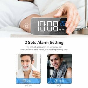 Clocks | Led Digital Alarm Clock For Bedroom Electronic Clock With Thermometer 2 Alarms Snooze Function 4 Clocks black