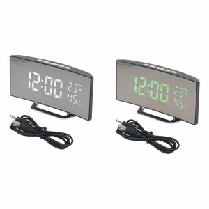 Clocks | Led Digital Clock 3 Level Brightness Snooze Usb Battery Powered Electronic Mirror Alarm Clock With T Clocks Clocks