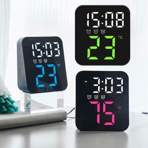 Clocks | Led Electronic Digital Alarm Clock With Temperature Time Date Display 2 Levels Adjustable Brightness Clocks blue