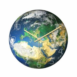 Clocks | Luminous Earth Wall Clock Acrylic Material Silent Home Decor Wall Clock Clocks blue