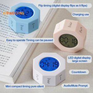 Clocks | Mini Digital Timer,Touch Control Led Display, Flipping Gravity Sensor, Rechargeable, Time Management Countdown, Cooking Student Study Timer Clocks blue