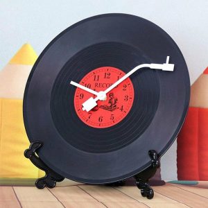 Clocks | Musical Black Record Wall Clock W/ Base Bracket For Music Lovers Room Decor Gift Clocks Clocks