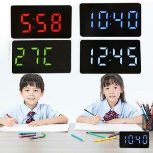 Clocks | Portable Led Mirror Clock Plastic With Time/Calendar/Temperature Alarm Decor Clocks blue