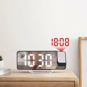 Clocks | Projection Alarm Clock Bedside Temperature With Rotating Projector Large Display Digital For Clocks as the picture