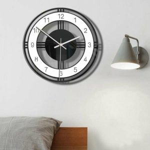 Clocks | Retro Acrylic Round Dial Digital Mute Wall Clock Home Office Room Hanging Decor Clocks black