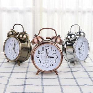 Clocks | Retro Desktop Mechanical Alarm Clock Night Light Dual Bell Silent Metal Digital Bedroom Decoration Clocks bronze