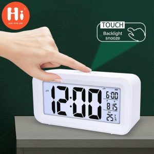 Clocks | Silent Smart Alarm Clock Electronic Watch Desk Digital Bedroom Decoration Table And Accessory Hour Led Awakening Light Consumer Clocks black