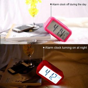 Clocks | Smart Digital Alarm Clock With Date And Temperature Snooze Button On Top Battery Operated Rectangle Clocks black