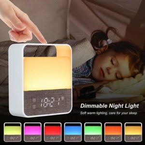 Clocks | Usb Rechargeable Night Light With Alarm Clock Dimming Warm White & Color Changing Bedside Table Clocks Clocks