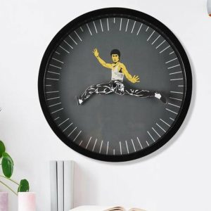 Clocks | Wall Clock Decor Anti-Deform Chinese Style Long Lasting Practical Bruce Lee Clock Wall Decoration For Bedroom Clocks black