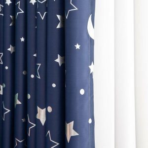 Curtain Decorative Accessories | 2Pc Curtain With Hot Silver Star And Moon Full Blackout Bedroom Living Room Heat Insulation Light Curtain Decorative Accessories Curtain Decorative Accessories