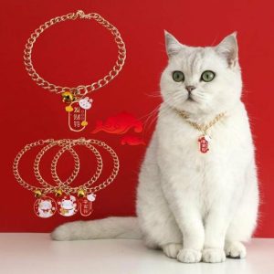 Curtain Decorative Accessories | Cat Necklace Eye-Catching Festive Pendant New Year Rabbit Pattern Pet Cat Dog Chain Collar Curtain Decorative Accessories Curtain Decorative Accessories