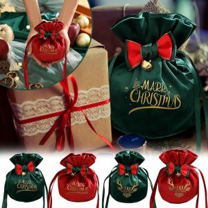 Curtain Decorative Accessories | Christmas Decoration Crea-Tivity Christmas Eve App-Le Box Christmas Fruit Flannel Velvet Bag Bundle Mouth Handbag Curtain Decorative Accessories as the picture