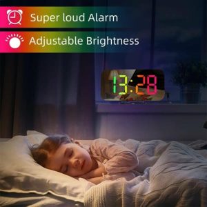 Curtain Decorative Accessories | Digital Alarm Clock With Dynamic Rgb Light Dimmable Brightness Adjustable Snooze Function Usb Clocks black