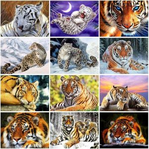 Curtain Decorative Accessories | Diy 5D Diamond Painting Waterfall Tiger Diamond Embroidery Cross Stitch Full Round Drill Rhinestone Mosaic Landscape Wall Art Curtain Decorative Accessories beige