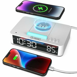 Curtain Decorative Accessories | Multifunctional Led Mirror Digital Alarm Clock Desktop Electronic Clock With Rgb Ambient Light Clocks black