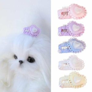 Curtain Decorative Accessories | Pet Hairpin Cute 3D Heart Dog Hair Clip With Faux Pearl Long Hair Cat Macrame Heart Headdress For Small Pets Accessories Curtain Decorative Accessories beige