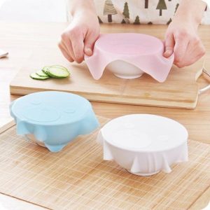 Curtain Decorative Accessories | Reusable Multi-Functional Food Fresh Silicone Food Cover Seal Keeping Wrap Tool blue