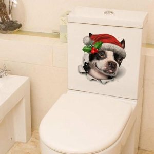 Curtain Decorative Accessories | Toilet Lid Sticker Removable Christmas Strong Stickiness Pvc Waterproof Funny Dog Decal Party Decoration Curtain Decorative Accessories Curtain Decorative Accessories