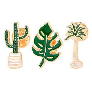 Curtain Decorative Accessories | Unisex Creative Plant Brooch Cactus Leaf Coconut Tree Enamel Breastpin Apparel Accessories Curtain Decorative Accessories Curtain Decorative Accessories