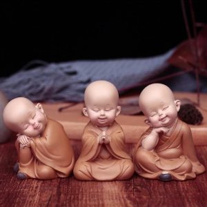 Figurines & Miniatures | 1Pc Cute Small Monk Figurines Buddha Resin Crafts Desk Miniatures Ornaments Accessories Home Decor Car Decoration Figurines & Miniatures as the picture