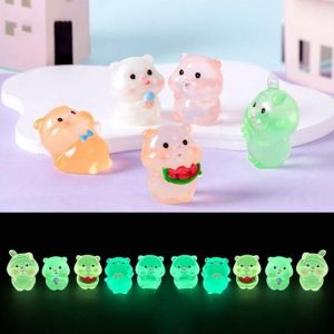 Figurines & Miniatures | 5Pcs Miniature Statue Cute Luminous Pig Sculpture Glow-In-The-Dark Resin Ornament Home Garden Decoration Figurines & Miniatures Figurines & Miniatures