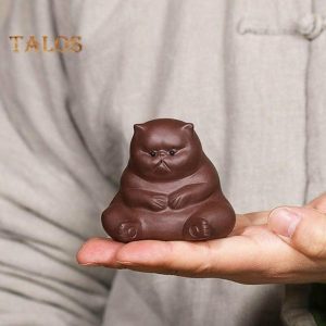 Figurines & Miniatures | Adorable Ceramic Tea Pet Angry Cat Figurine Design Fine Workmanship Tea Table Desk Tearoom Home Decoration Ornament Figurines & Miniatures brown