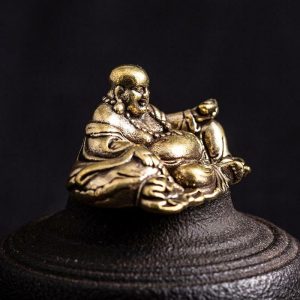 Figurines & Miniatures | Antique High Quality Pure Brass Feng Shui Small Ornaments Town House Lucky Transfer Maitreya Buddha Small Handle Figurines & Miniatures Figurines & Miniatures