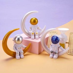 Figurines & Miniatures | Astronaut Ornament Lovely Desk Elegent Style Ornament Cartoon Spaceman Figurine Model Party Toys Cake Gifts Decoration For Household Decoration Figurines & Miniatures blue