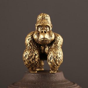 Figurines & Miniatures | Bronze Gorilla Statue Office Room Desk Ornament Miniature Copper Monkey Figurine Key Chain Ring Pendant Home Decor Kids Gift Toy Figurines & Miniatures brown