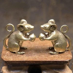 Figurines & Miniatures | Copper Cute Mouse Peach Miniatures Figurines Tea Pet Table Ornament Crafts Brass Animal Rat Statue Home Decorations Accessories Figurines & Miniatures Figurines & Miniatures