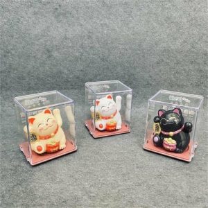 Figurines & Miniatures | Cute Wealth Cat Ornament Sun-Proof Mini No Battery Required Figurines & Miniatures black