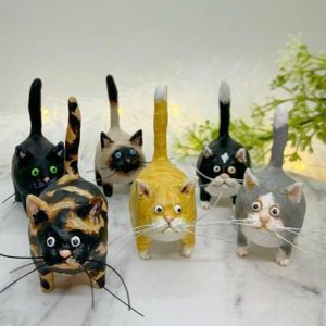 Figurines & Miniatures | Decorative Cat Figurine Artistic Elegent Style Resin Surprised Expression Miniature Cat Party Desktop Gifts For Household Decoration Figurines & Miniatures black